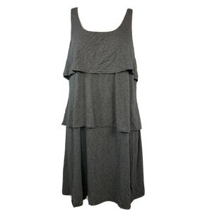 Suzi Chin Maggy Boutique Dress Womens Sz L Gray Layered Tiered Tank Stretch